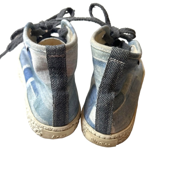 Acne Studios HIGH TOP SNEAKERS Patchwork Blue Pattern SZ41 EU= 9.5 US EUC - Picture 6 of 8
